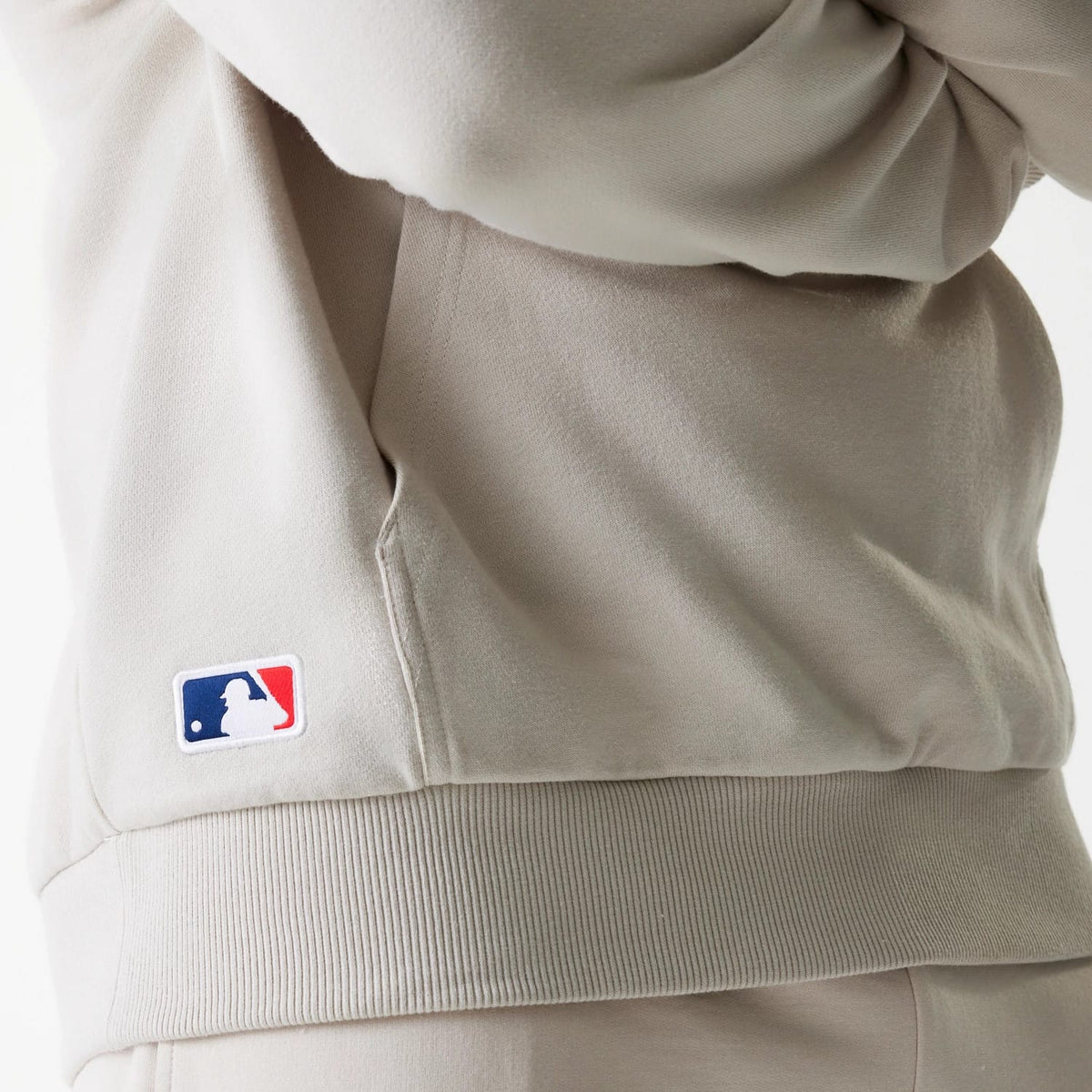 New York Yankees MLB League Essential Midi French Terry Cream Oversized Pullover Hoodie-clouthin