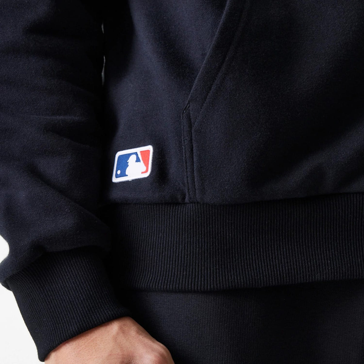 New York Yankees MLB League Essential Midi French Terry Black Oversized Pullover Hoodie-clouthin