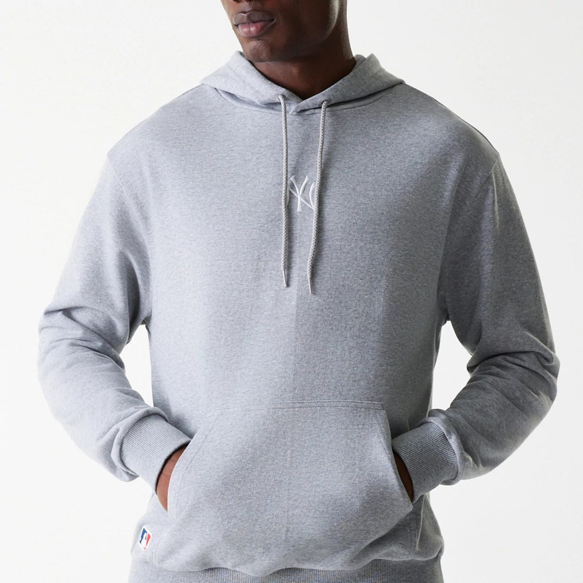 New York Yankees MLB League Essential Midi French Terry Grey Oversized Pullover Hoodie-clouthin