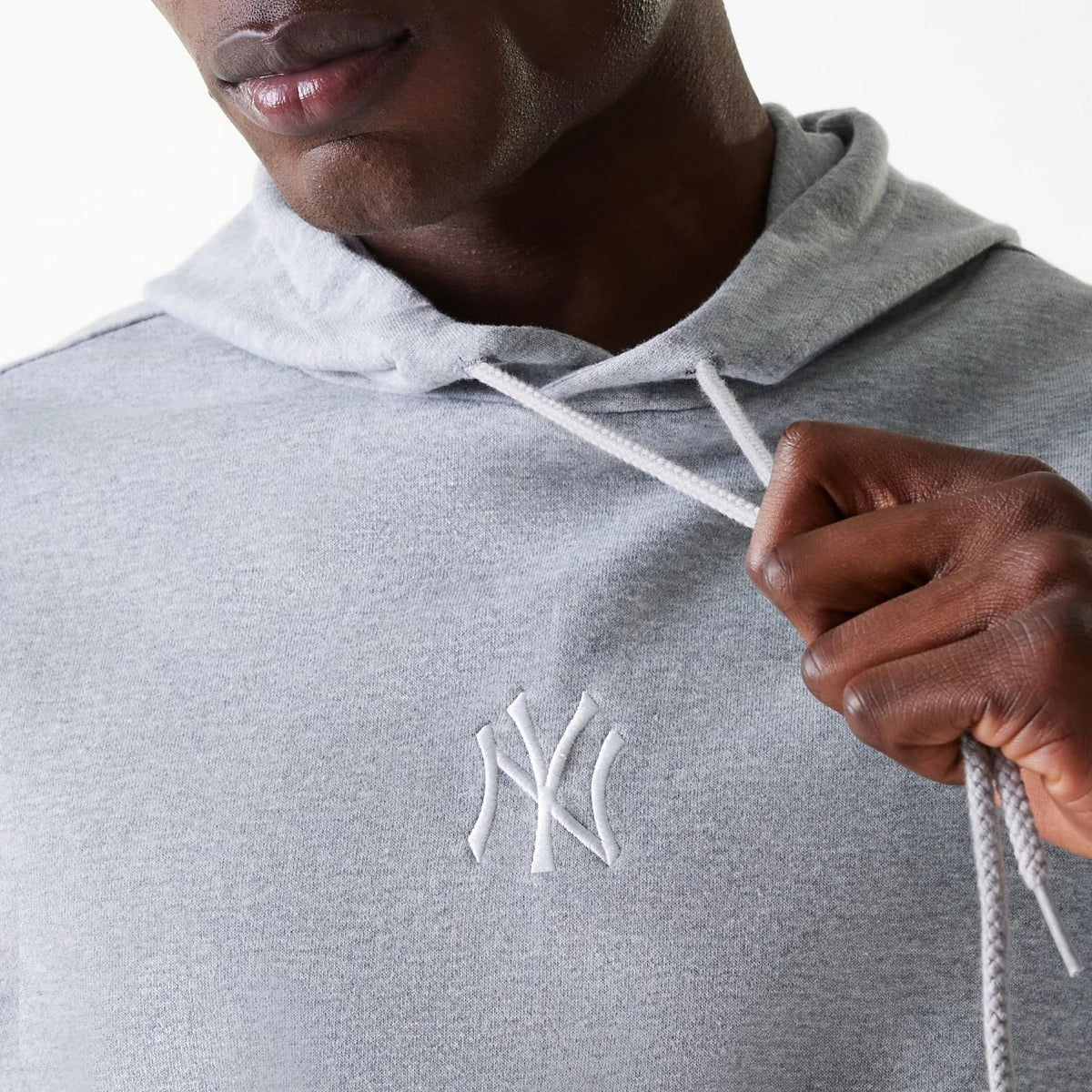 New York Yankees MLB League Essential Midi French Terry Grey Oversized Pullover Hoodie-clouthin