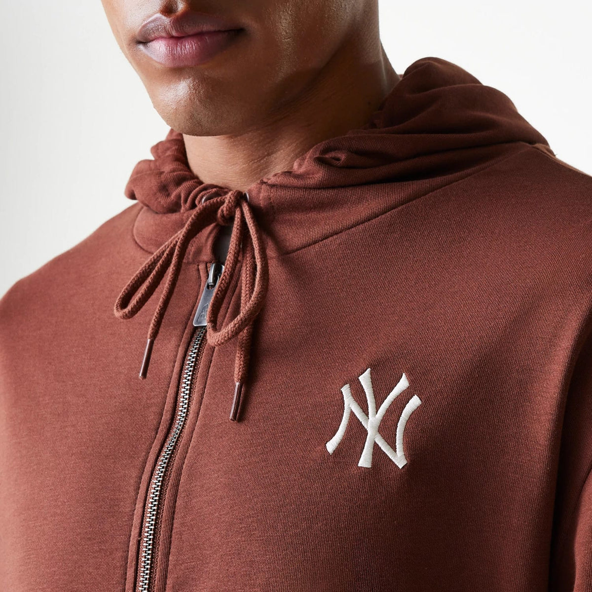 New York Yankees MLB Midi League Essential Brown Oversized Full Zip Hoodie-clouthin
