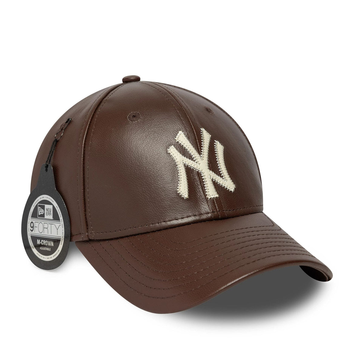 New York Yankees MLB Leather Dark Brown 9FORTY M-Crown Adjustable Cap-clouthin