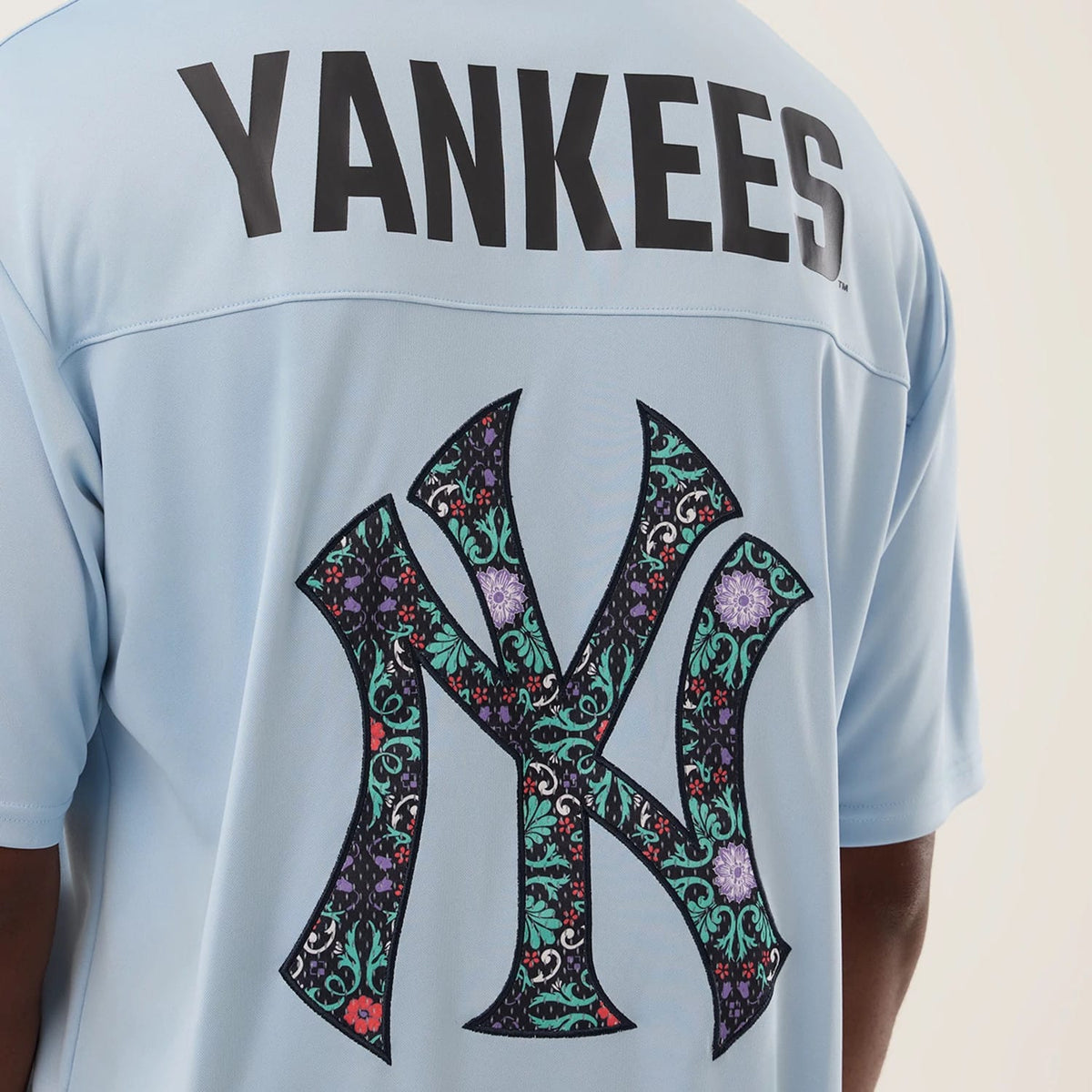 New York Yankees MLB Mesh Infill Pastel Blue Oversized T-Shirt-clouthin
