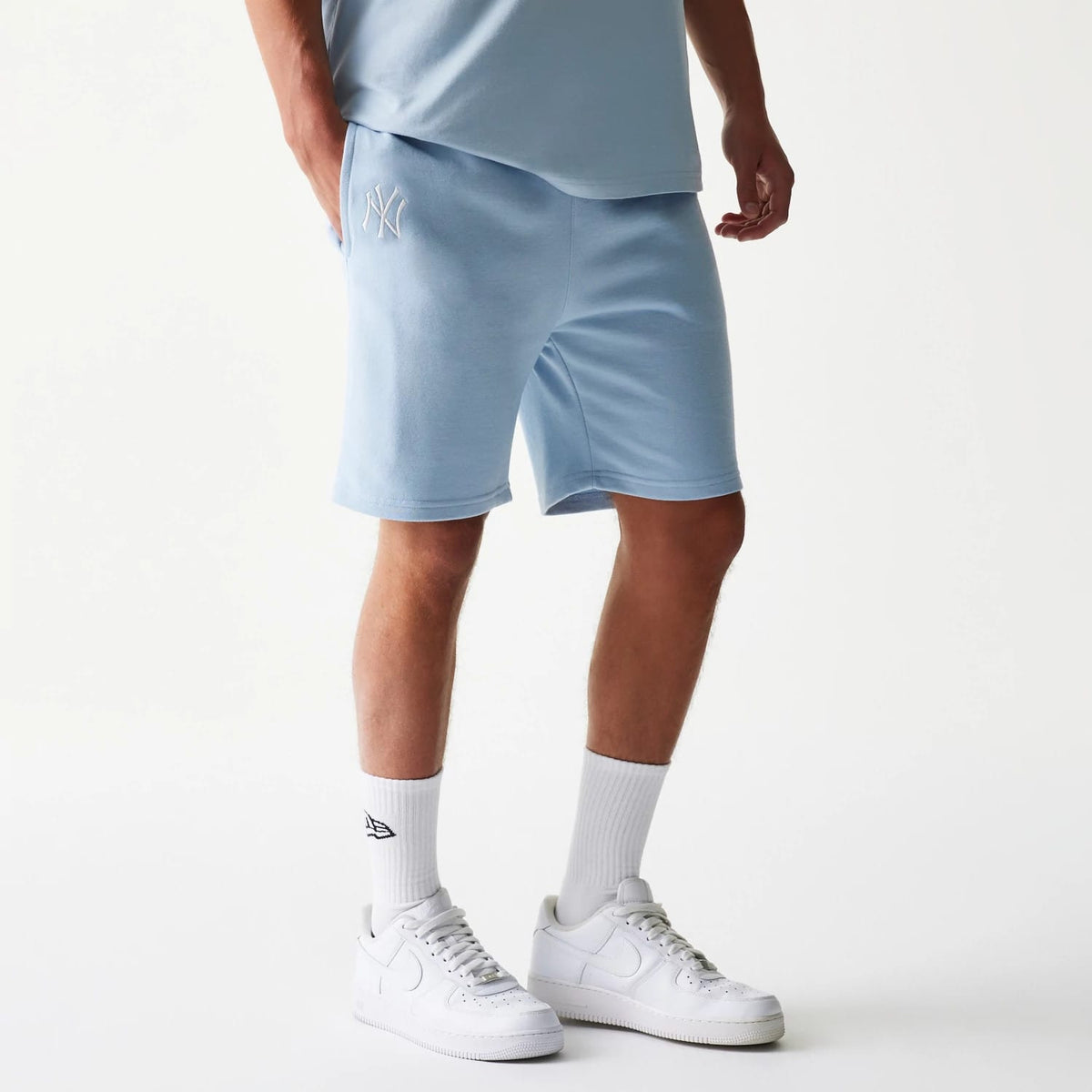New York Yankees MLB League Essential Midi Pastel Blue Shorts-clouthin