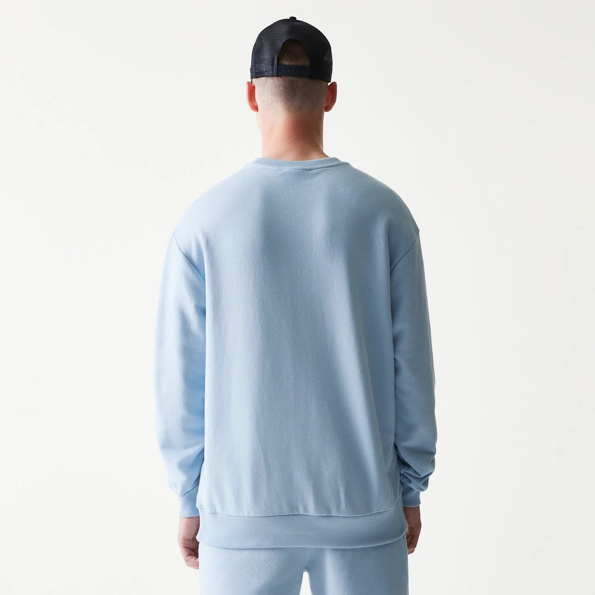 New York Yankees MLB Midi Pastel Blue Oversized Crew Neck Sweater-clouthin
