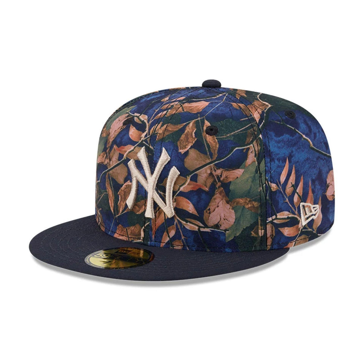 New York Yankees MLB Leaves Navy 59FIFTY Fitted Cap-clouthin