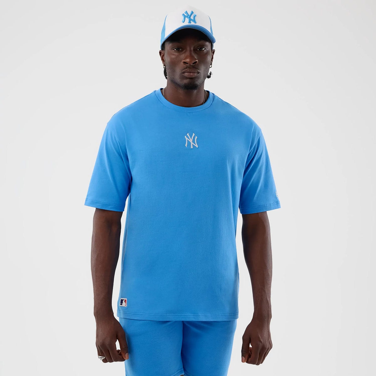 New York Yankees MLB League Essential Pastel Blue Oversized T-Shirt-clouthin