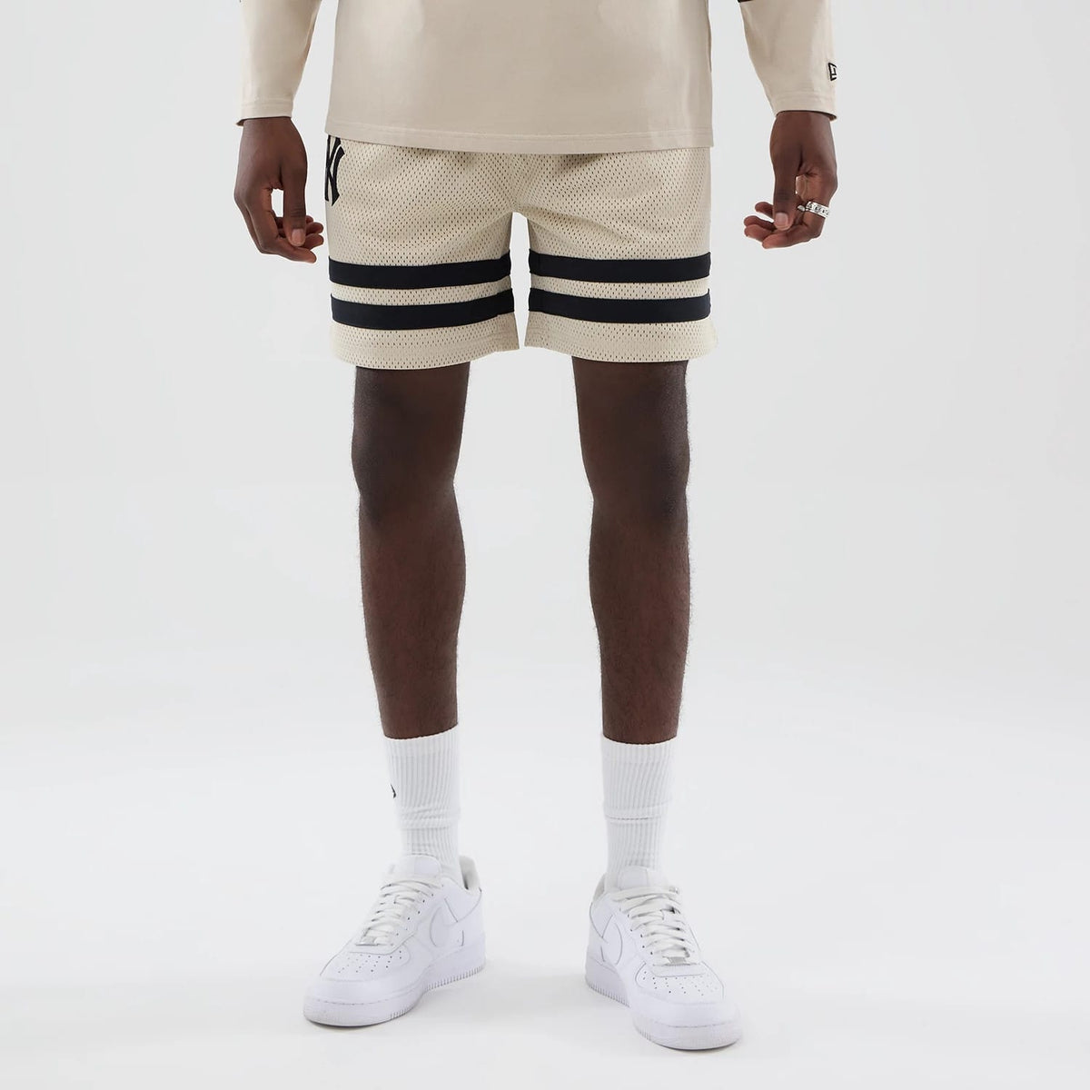 New York Yankees MLB Light Beige Oversized Mesh Shorts-clouthin