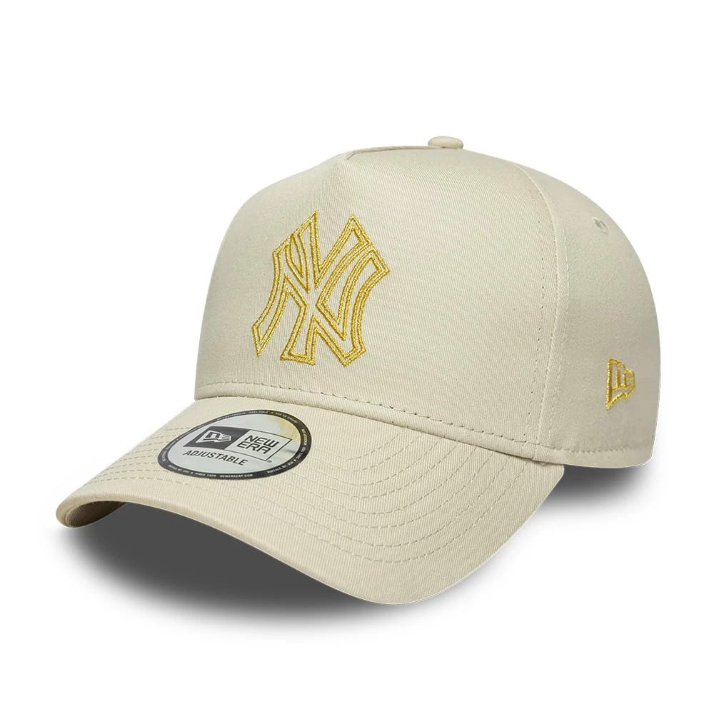New York Yankees MLB Metallic Outline Cream 9FORTY A-Frame Adjustable Cap-clouthin