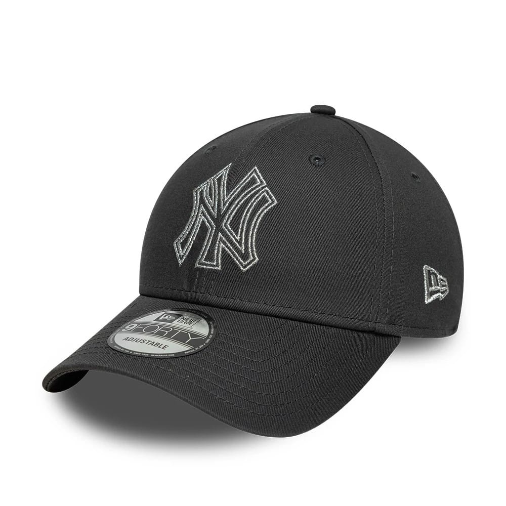 New York Yankees MLB Metallic Outline Charcoal 9FORTY Adjustable Cap-clouthin