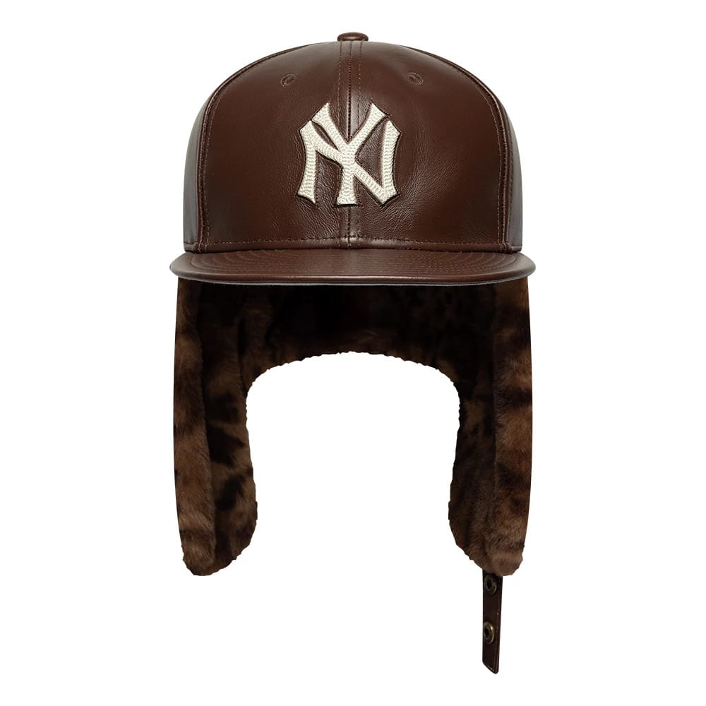 New York Yankees MLB Leather Brown Dogear 59FIFTY Fitted Cap-clouthin
