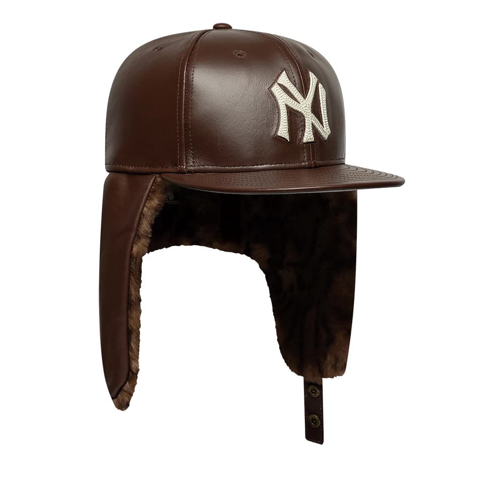 New York Yankees MLB Leather Brown Dogear 59FIFTY Fitted Cap-clouthin
