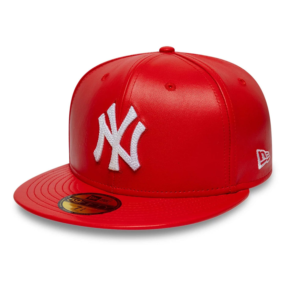 New York Yankees MLB Leather Red 59FIFTY Fitted Cap-clouthin