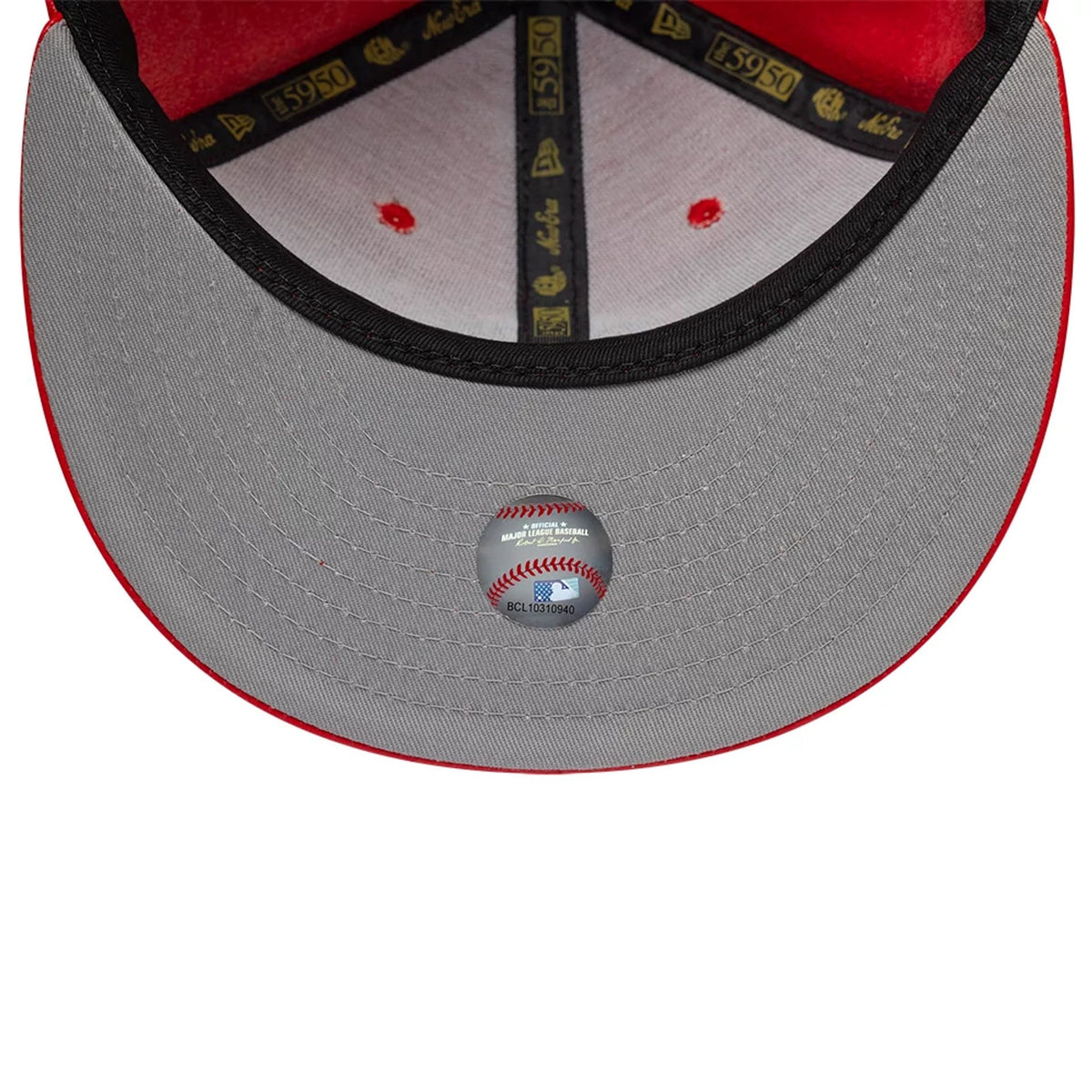 New York Yankees MLB Leather Red 59FIFTY Fitted Cap-clouthin