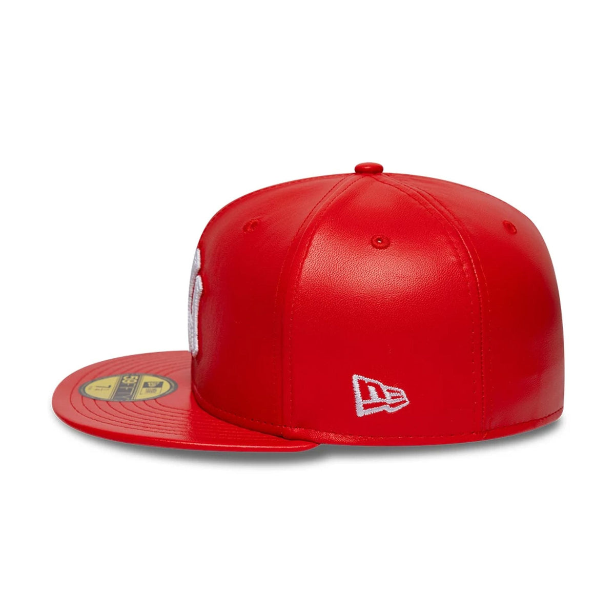 New York Yankees MLB Leather Red 59FIFTY Fitted Cap-clouthin