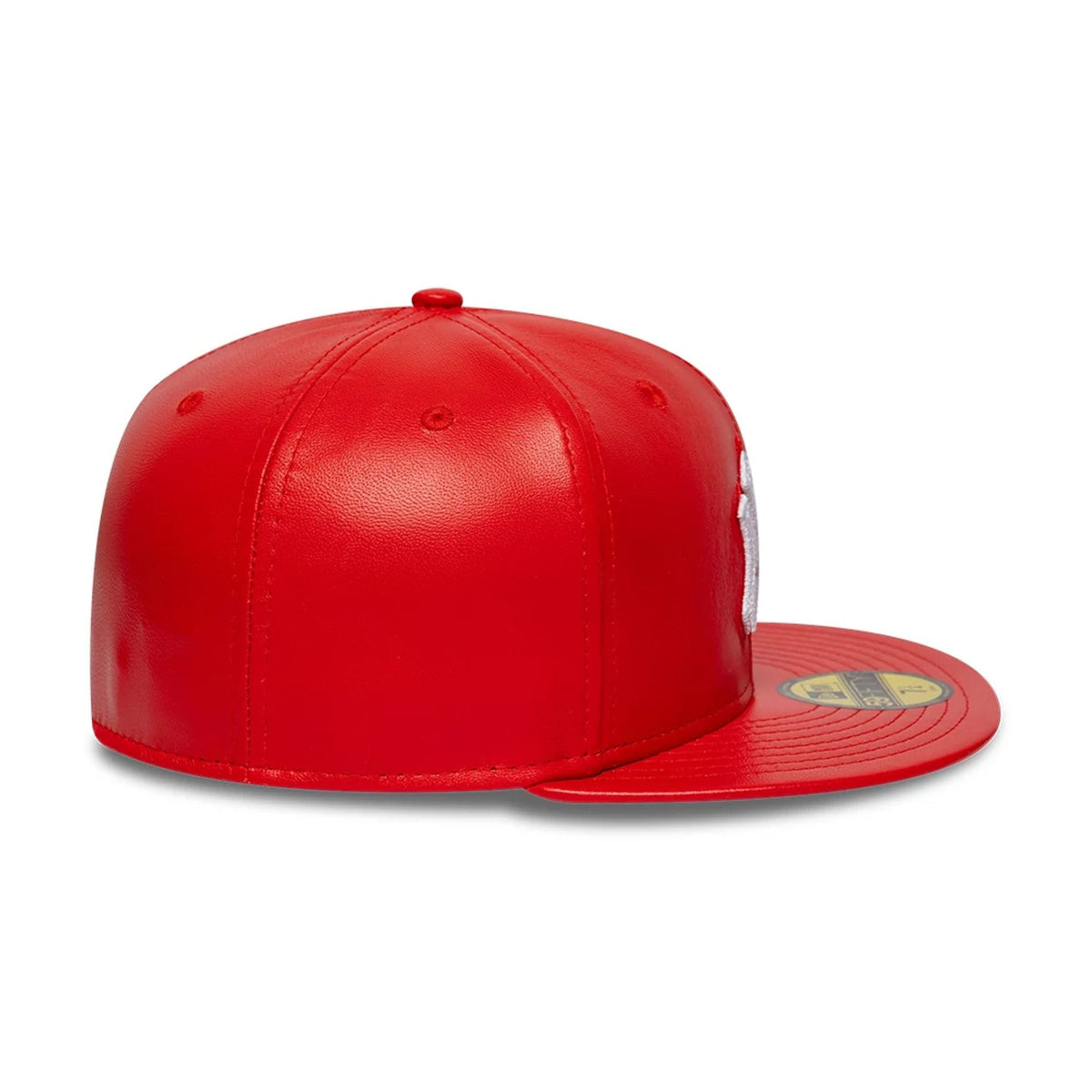 New York Yankees MLB Leather Red 59FIFTY Fitted Cap-clouthin