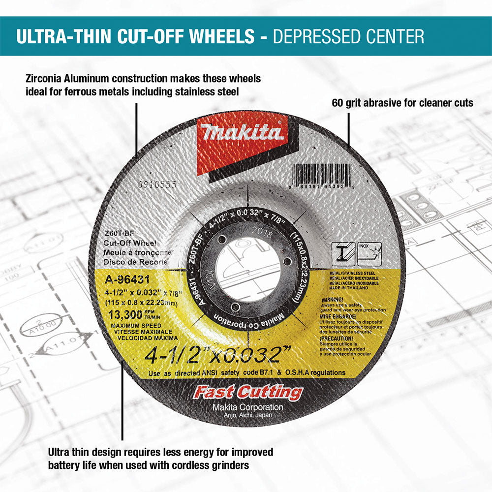 Makita A-96447 5" x .032" x 7/8" Depressed Center Cut-Off Wheel