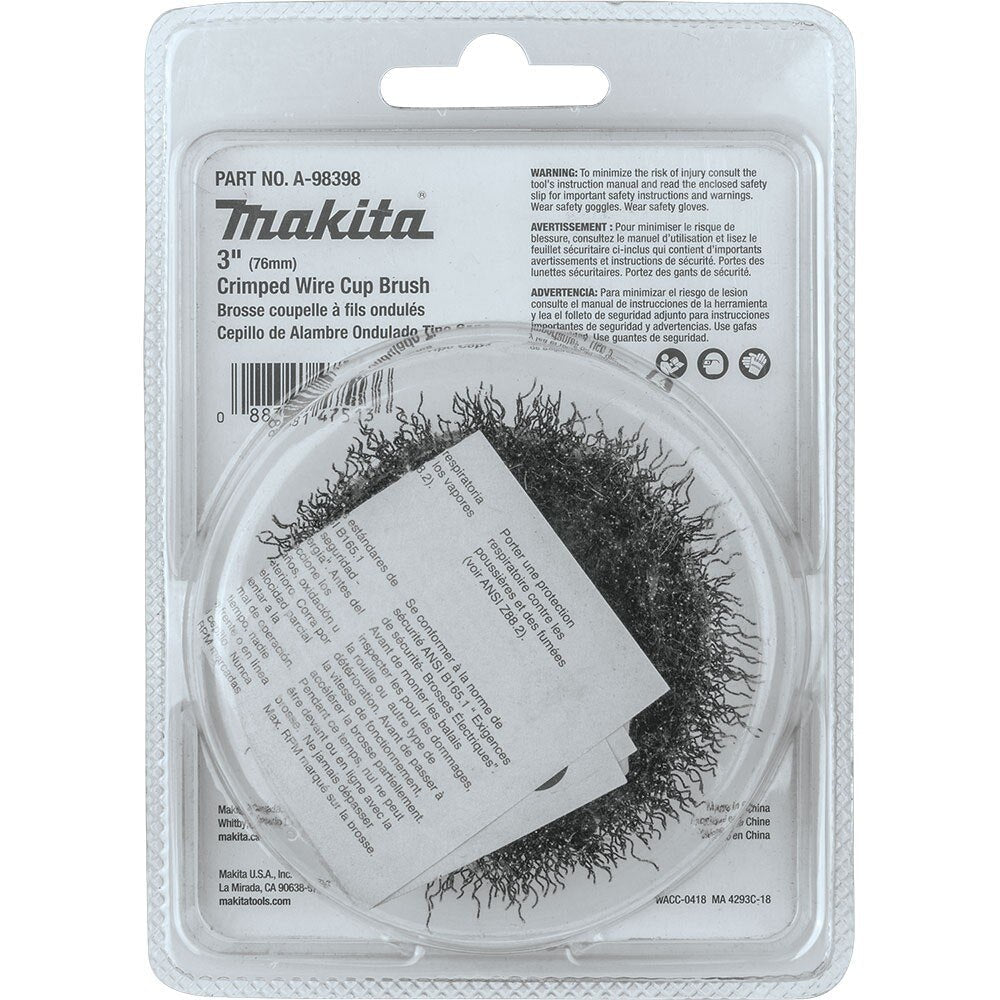 Makita A-98398 3" Crimped Wire Cup Brush, 5/8"-11