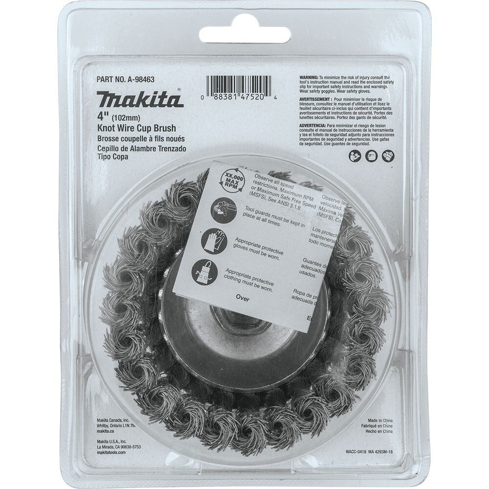 Makita A-98463 4" Knot Wire Cup Brush, 5/8"-11