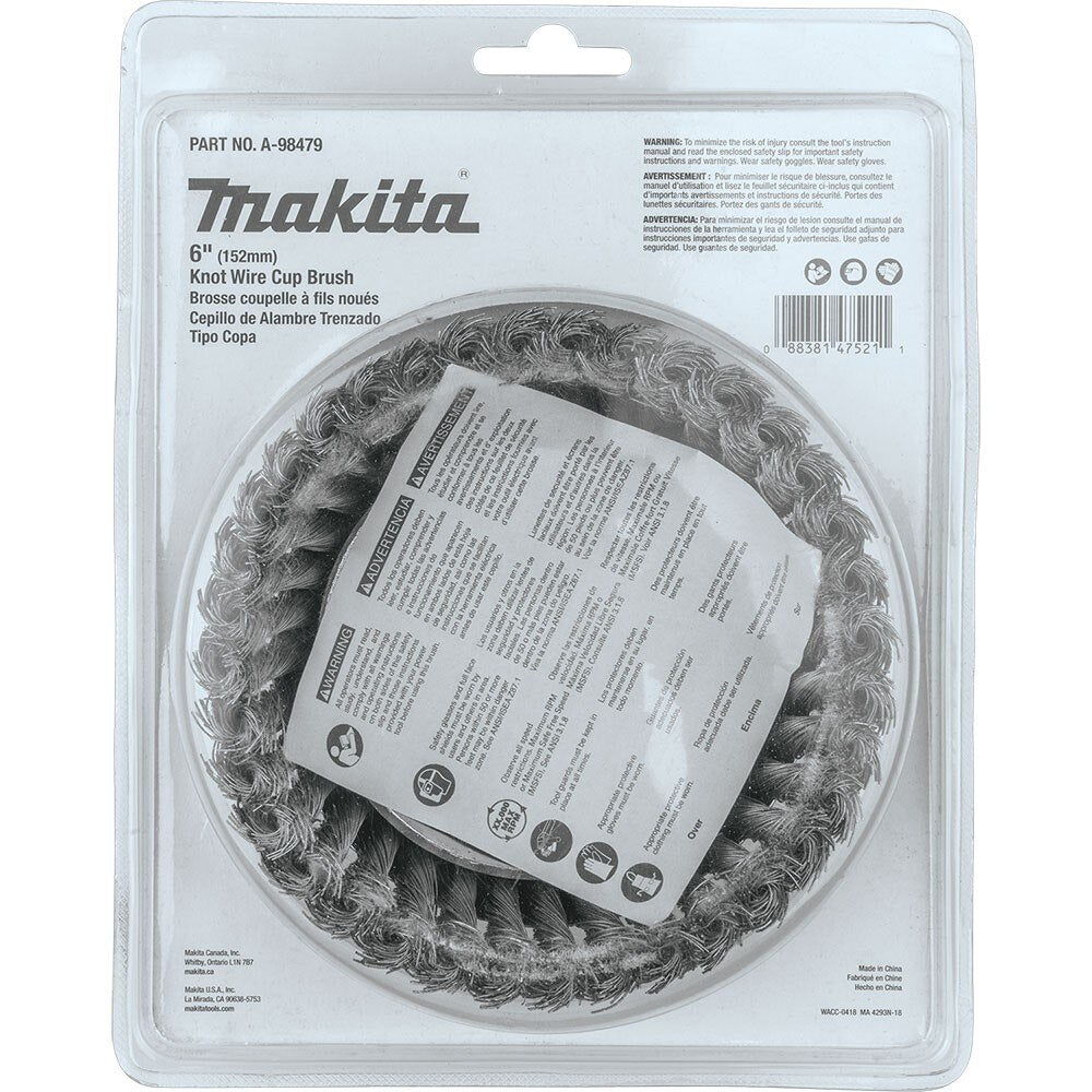 Makita A-98479 6" Knot Wire Cup Brush, 5/8"-11