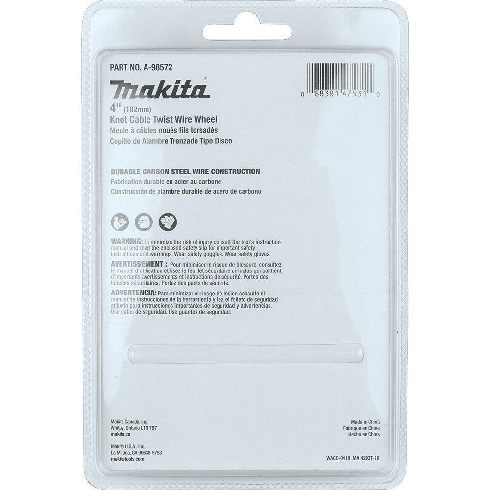 Makita A-98572 4" Knot Cable Twist Wire Wheel, 5/8"-11
