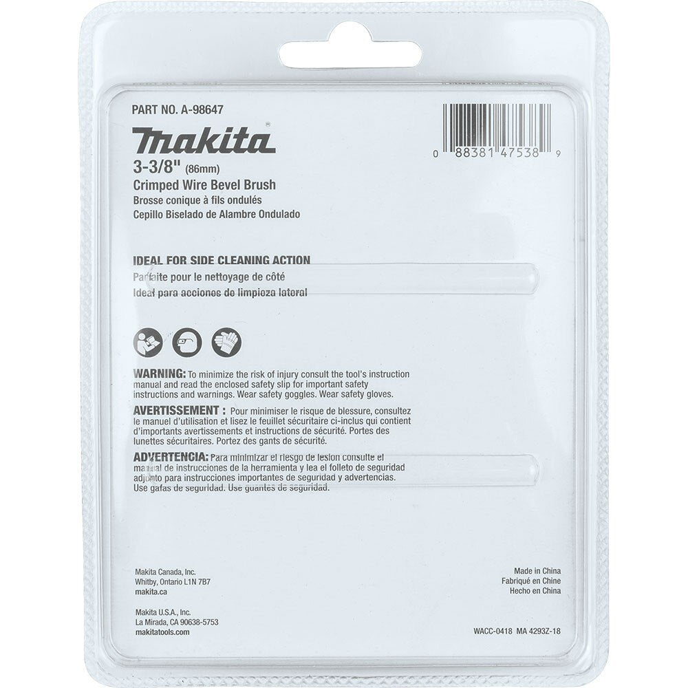 Makita A-98647 3-3/8" Crimped Wire Bevel Brush, 5/8"-11