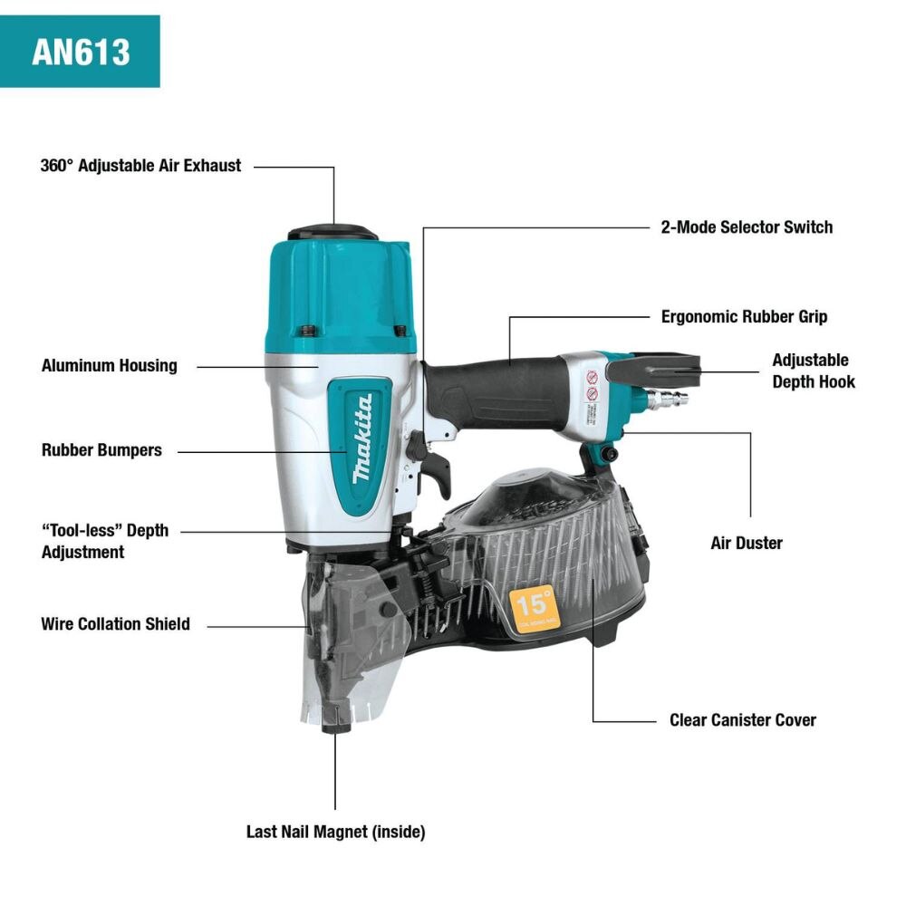 Makita AN613 2-1/2" Siding Coil Nailer