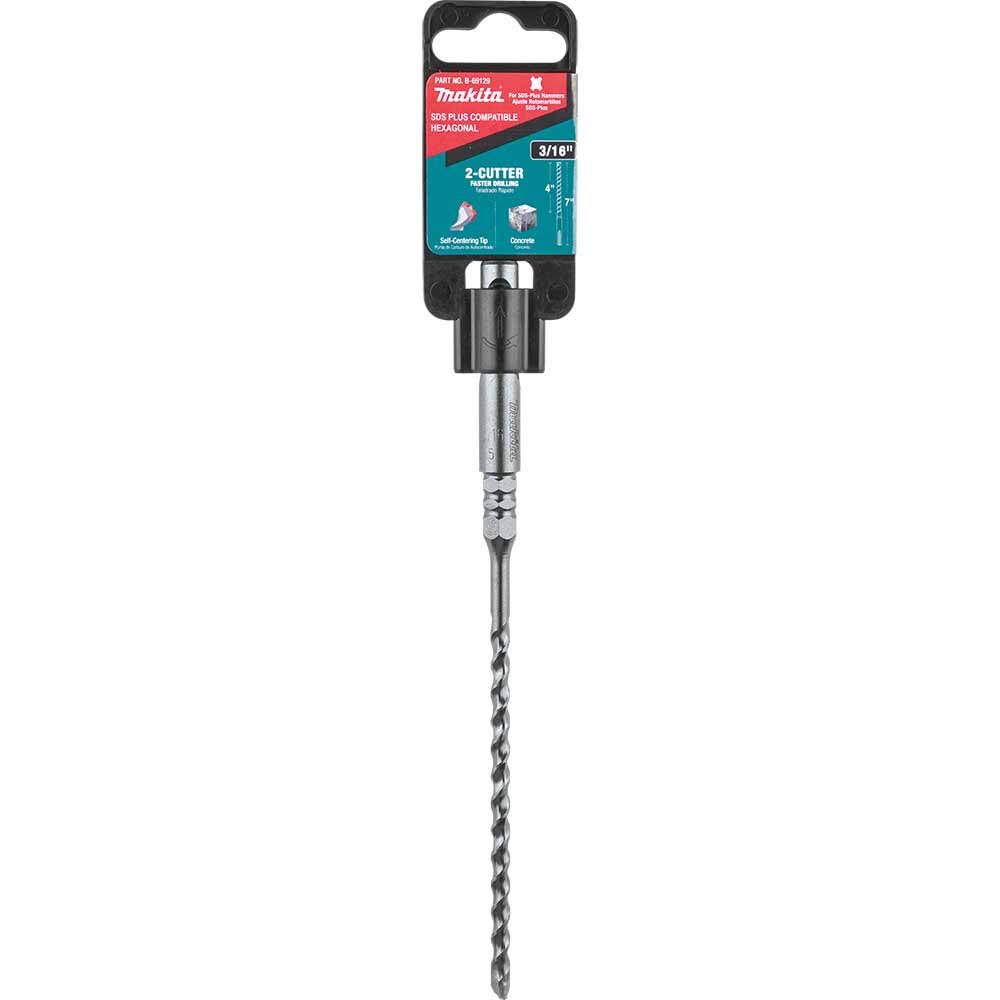 Makita B-69129 3/16" x 7" SDS-PLUS Hex Bit, 2-Cutter