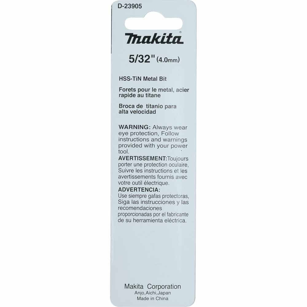 Makita D-23905 5/32" Titanium Coated Drill Bit, 1/4" Hex Shank