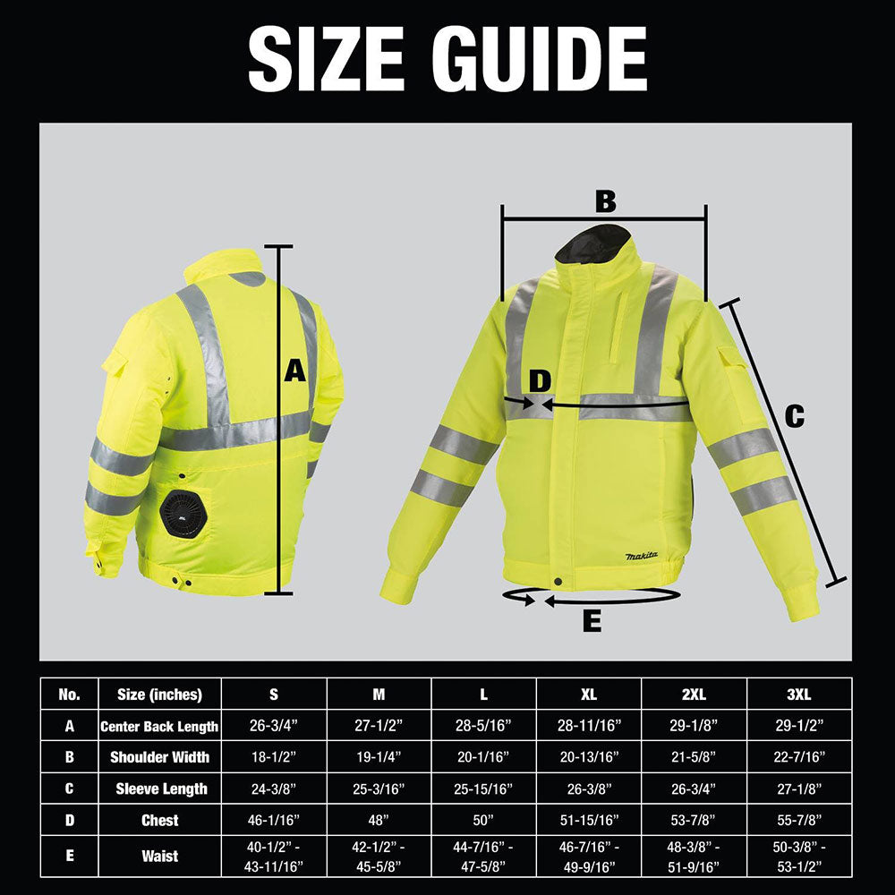 Makita DFJ214ZM 18V LXT Lithium-Ion Cordless High Visibility Fan Jacket (M)