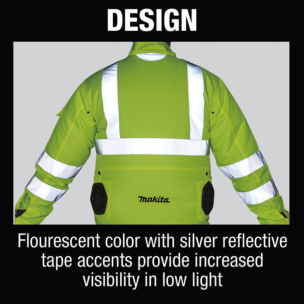 Makita DFJ214ZM 18V LXT Lithium-Ion Cordless High Visibility Fan Jacket (M)