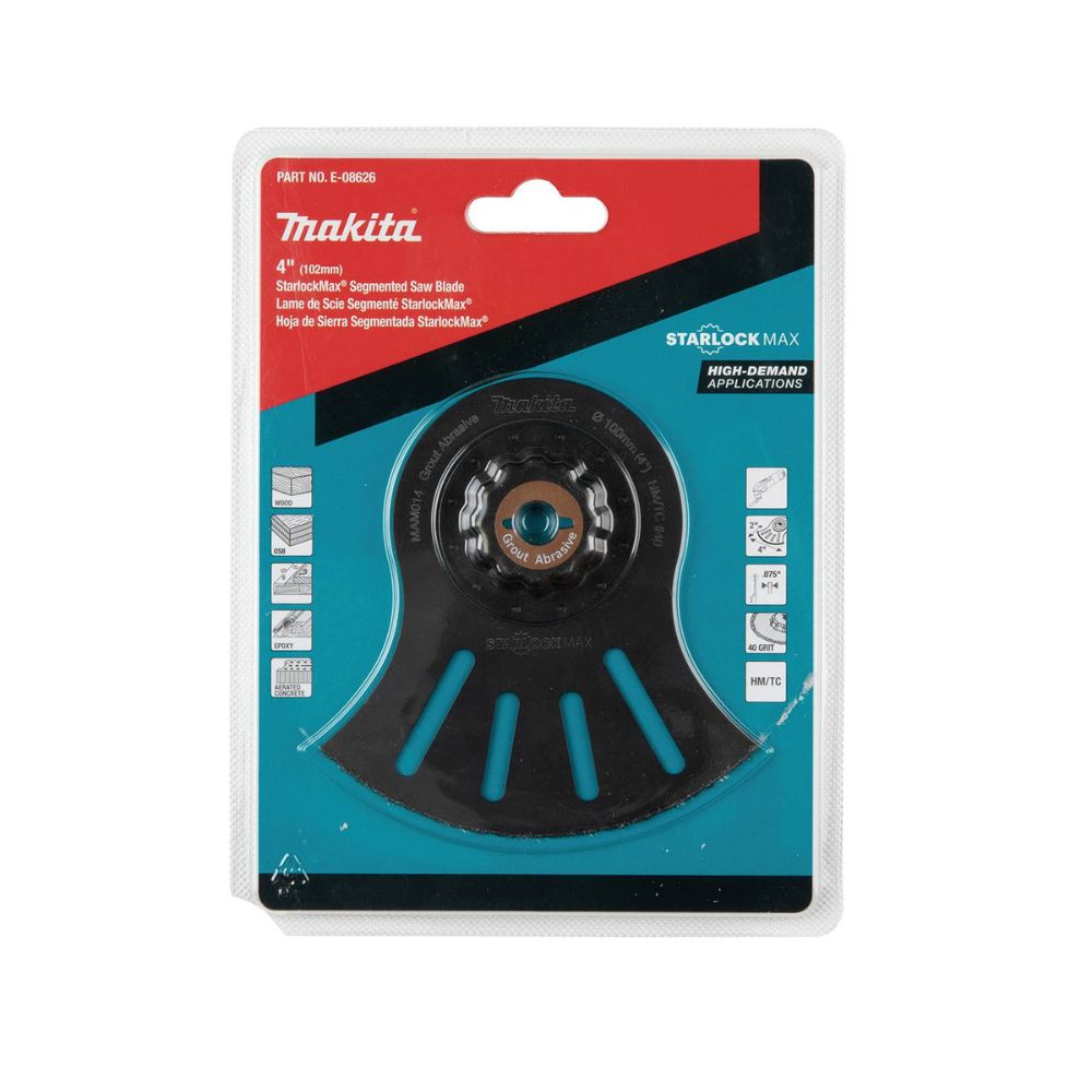 Makita E-08626 StarlockMax Oscillating Multi-Tool 4" Hard Metal with Tungsten Carbide 40 Grit Segmented Saw Blade