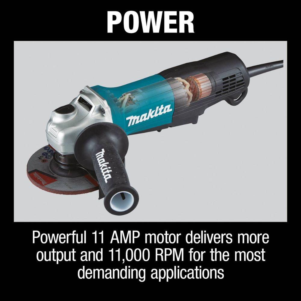 Makita GA4553R 4-1/2" Paddle Switch Angle Grinder, 11 AMP, 11,000 RPM, 5/8" -11, lock-off, no lock-on