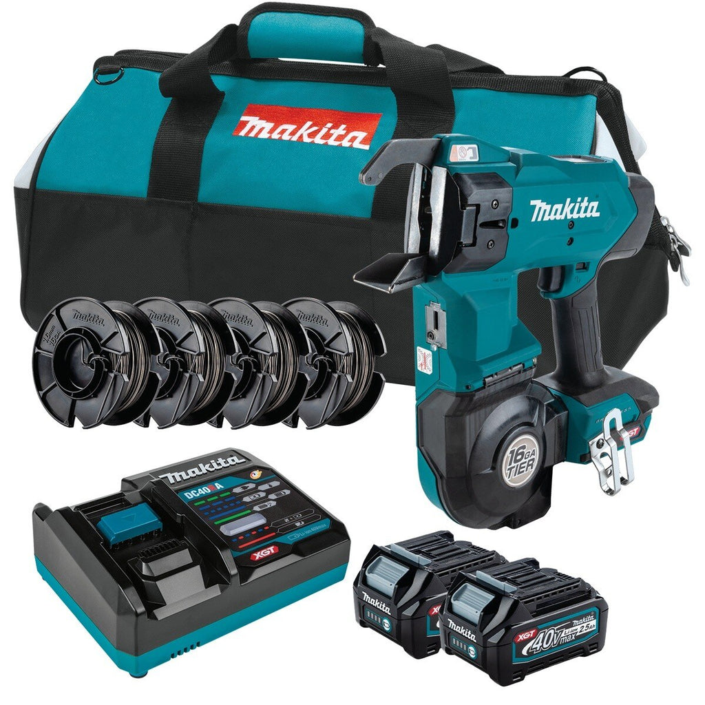Makita GRT01D 40V max XGT Brushless 16 Gauge Rebar Tying Tool Kit (2) 2.5Ah Batteries