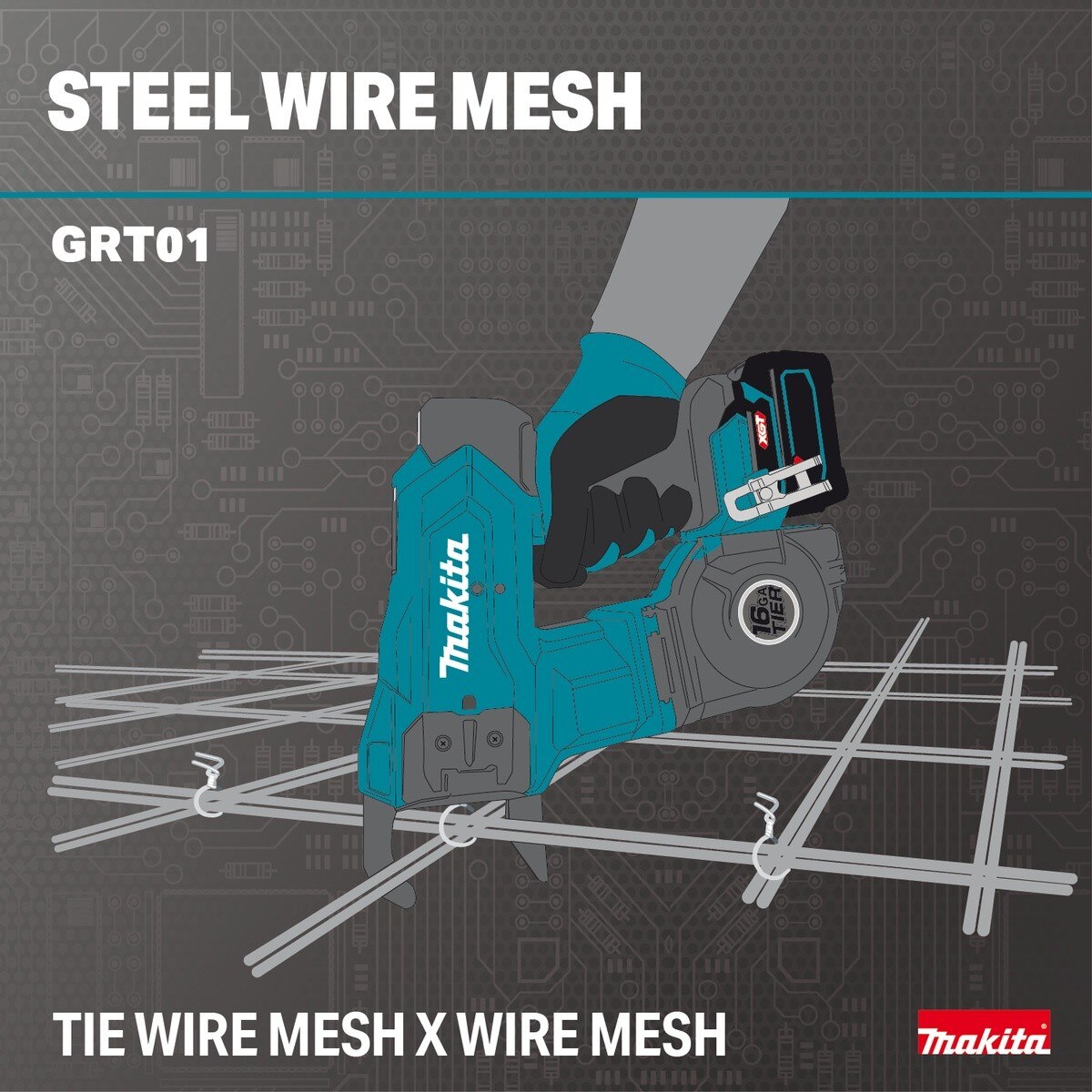 Makita GRT01D 40V max XGT Brushless 16 Gauge Rebar Tying Tool Kit (2) 2.5Ah Batteries