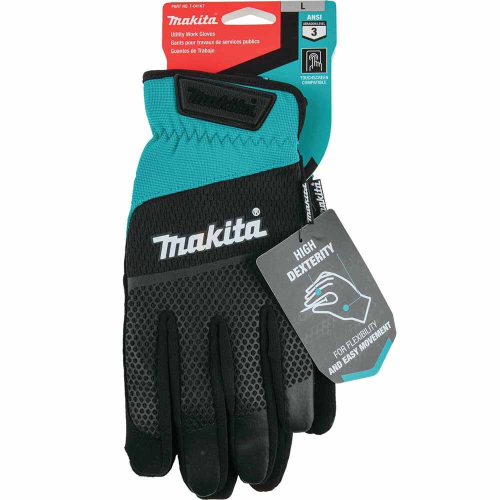 Makita T-04167 Open Cuff Flexible Protection Utility Work Gloves (Large)