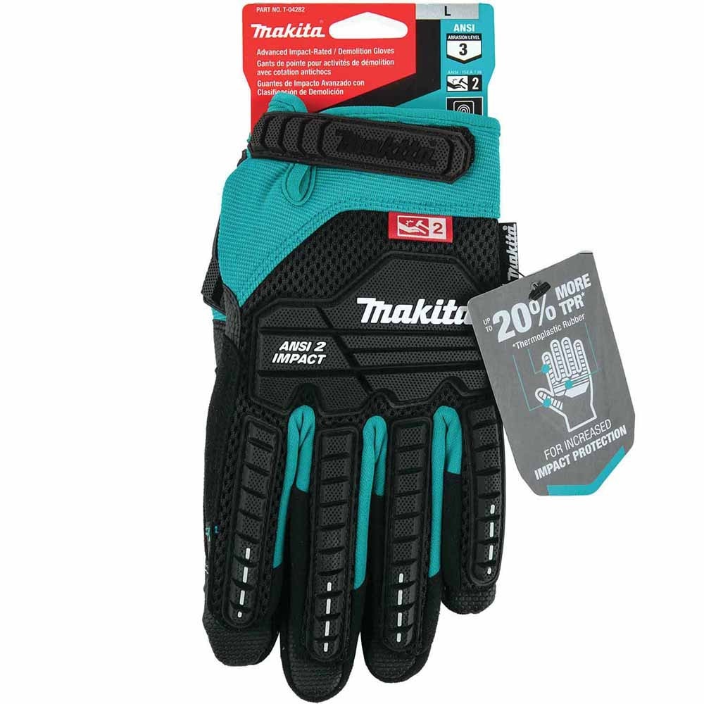 Makita T-04282 Advanced ANSI 2 Impact-Rated Demolition Gloves (Large)