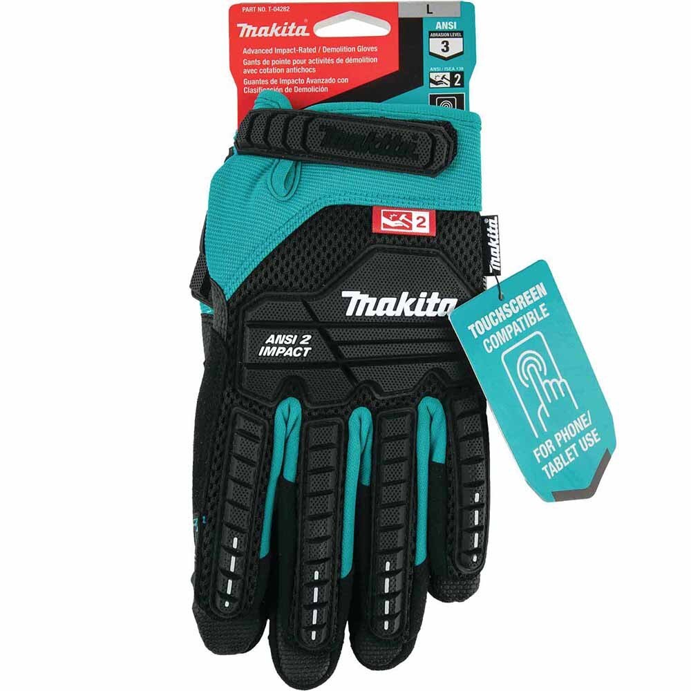 Makita T-04282 Advanced ANSI 2 Impact-Rated Demolition Gloves (Large)