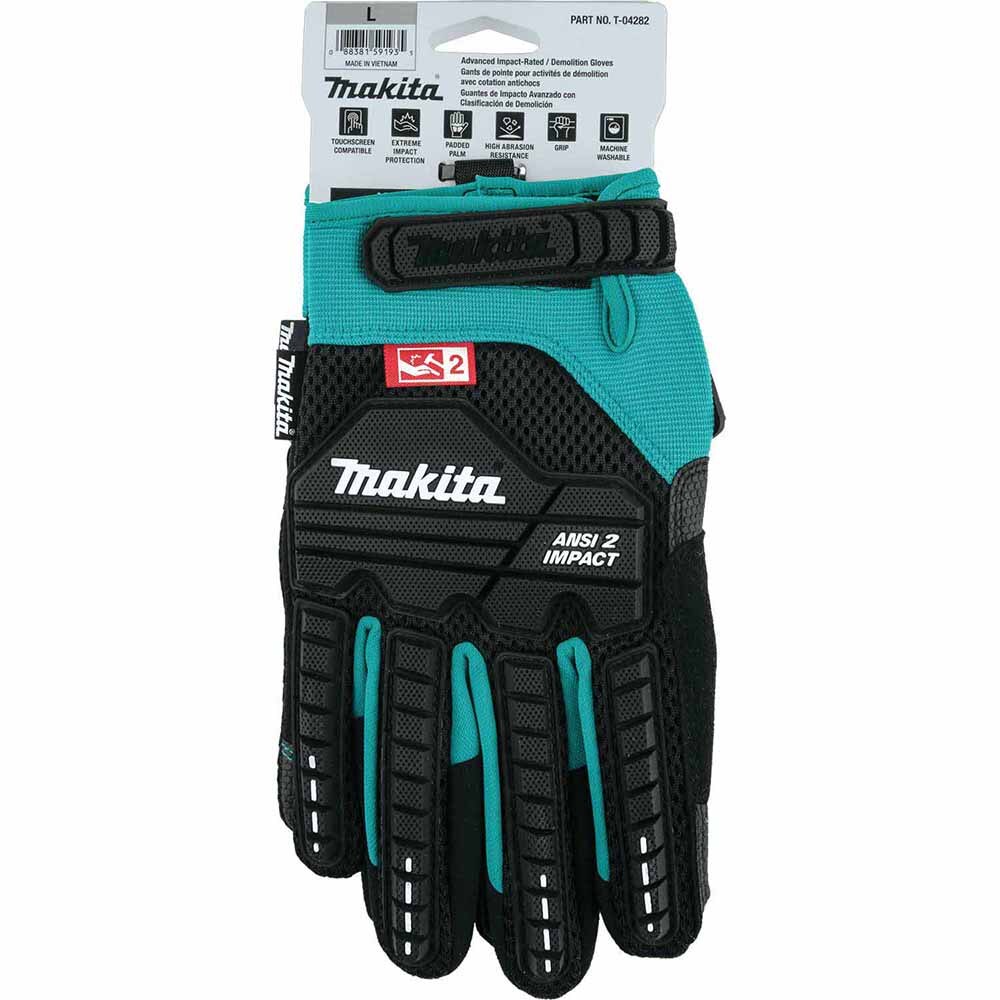Makita T-04282 Advanced ANSI 2 Impact-Rated Demolition Gloves (Large)