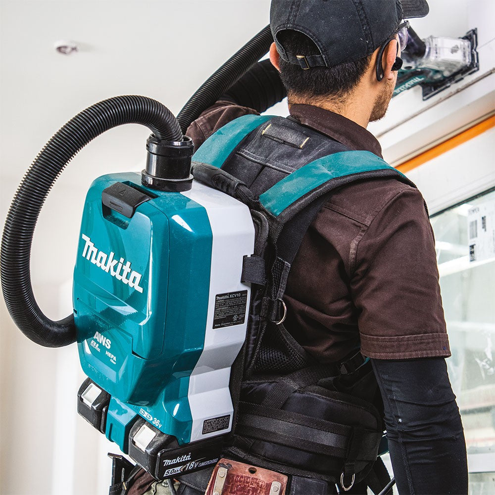 Makita XCV10PTX 18V X2 LXT 1/2 Gallon Backpack Dry Dust Extractor Kit