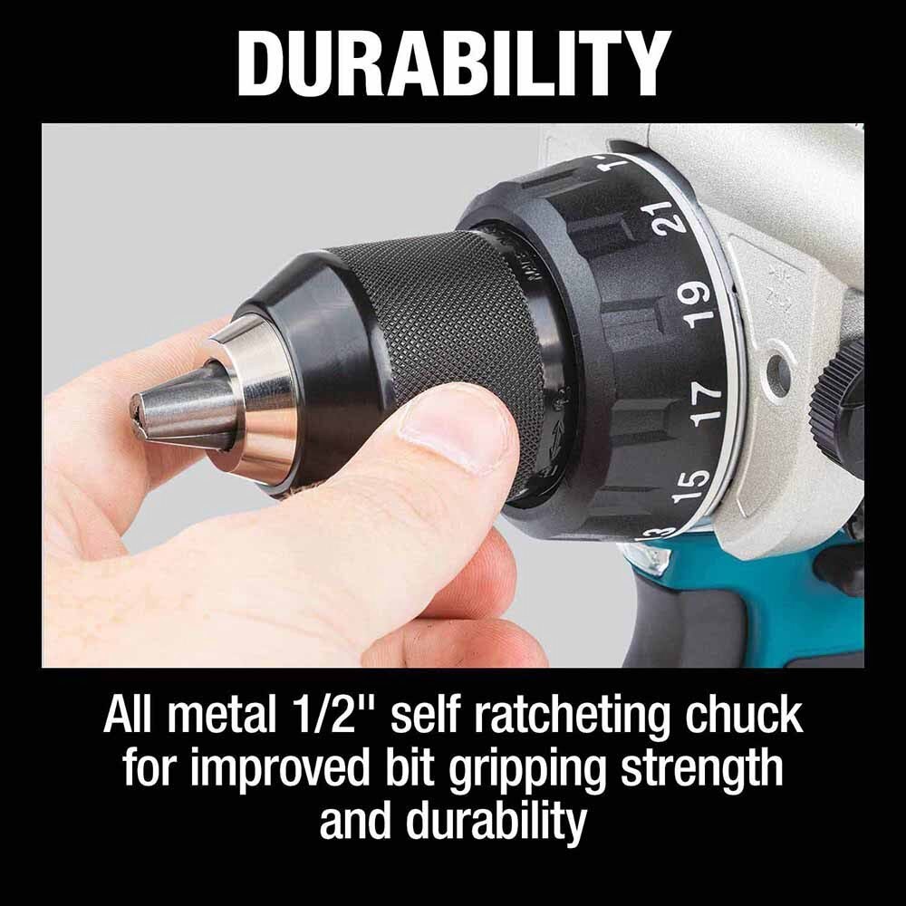 Makita XPH14T 18V LXT Lithium-Ion Brushless Cordless 1/2" Hammer Driver-Drill Kit, 2-speed, var. speed., L.E.D. Light, bag (5.0Ah)