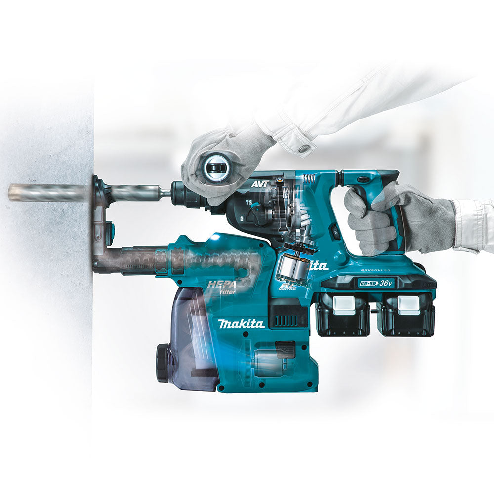 Makita XRH08PTW 18V X2 LXT 1-1/8" AVT Rotary Hammer Kit (5.0Ah)