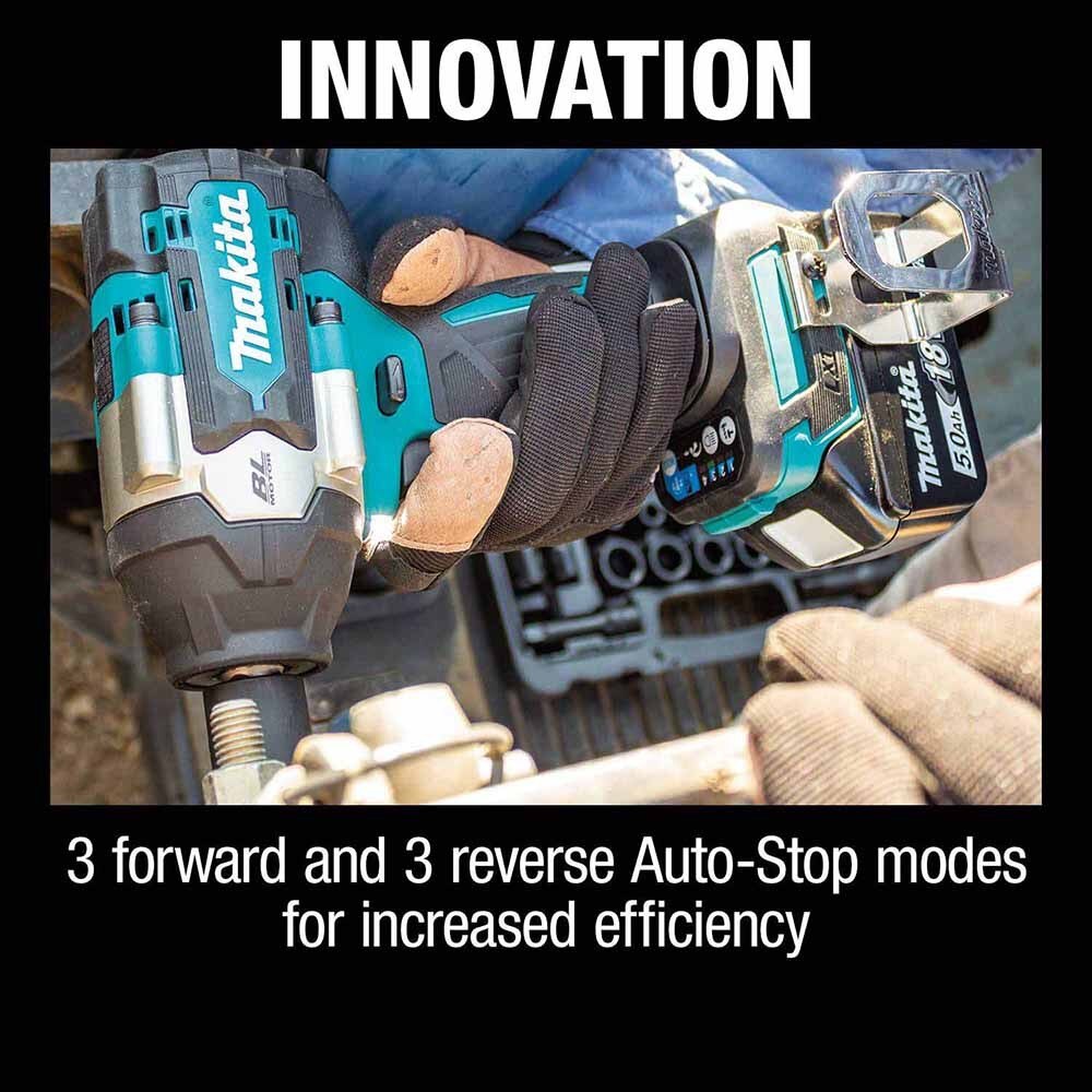 Makita XWT18T 18V LXT Brushless 4-Speed Mid-Torque 1/2" Sq. Drive Impact Wrench Kit w/ Detent Anvil