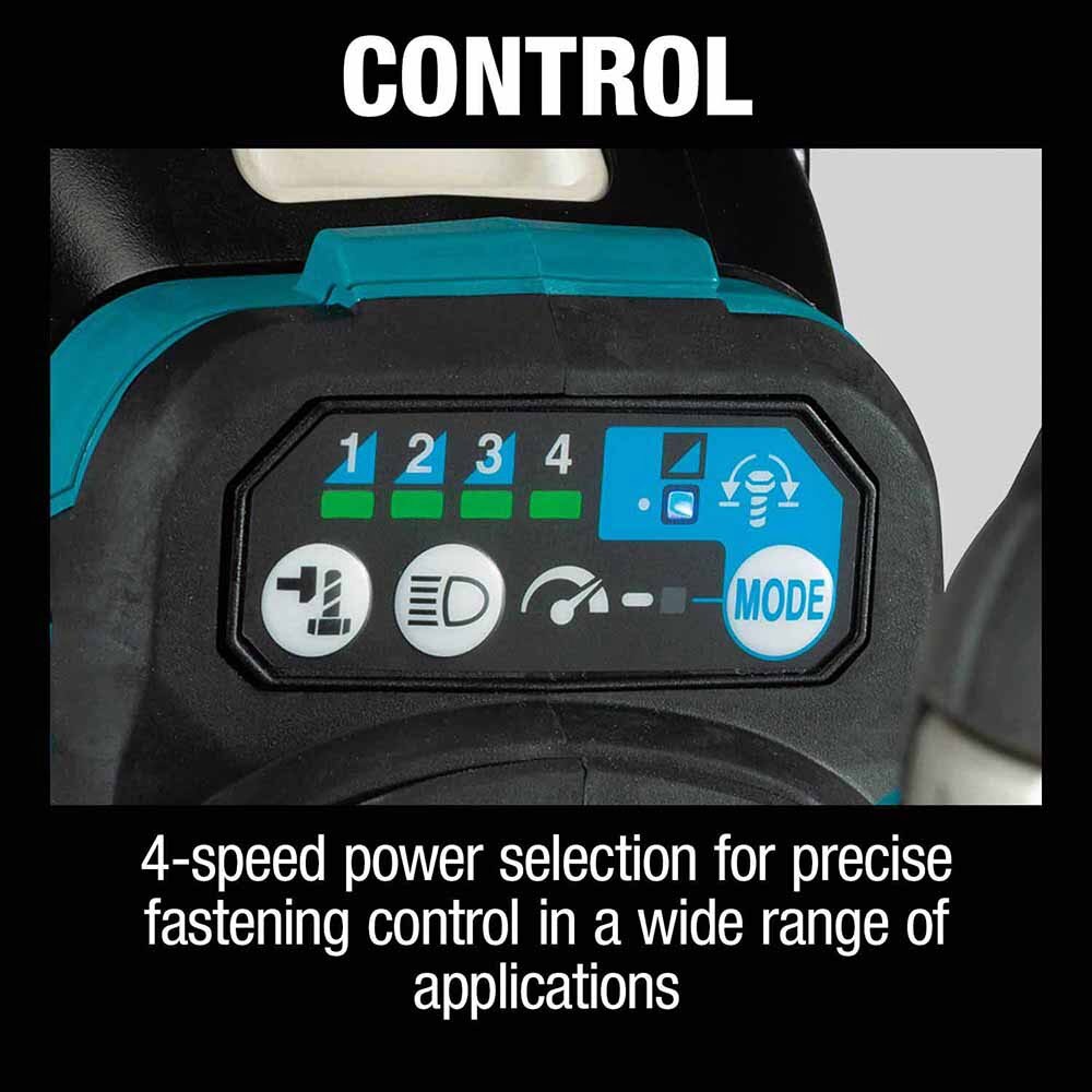 Makita XWT18T 18V LXT Brushless 4-Speed Mid-Torque 1/2" Sq. Drive Impact Wrench Kit w/ Detent Anvil