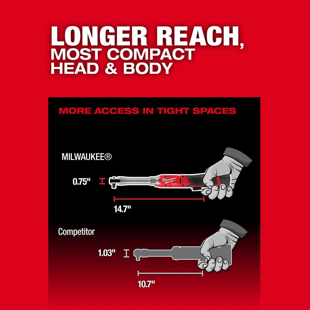 Milwaukee 3059-21 M12 FUEL 3/8" Extended Reach Ratchet Kit with 2.5Ah Battery and Charger