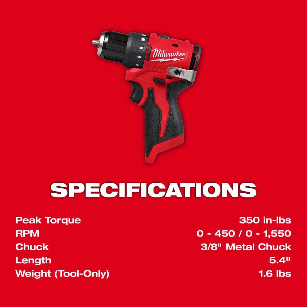 Milwaukee 3401-20 M12 Subcompact Brushless 3/8" Drill/Driver