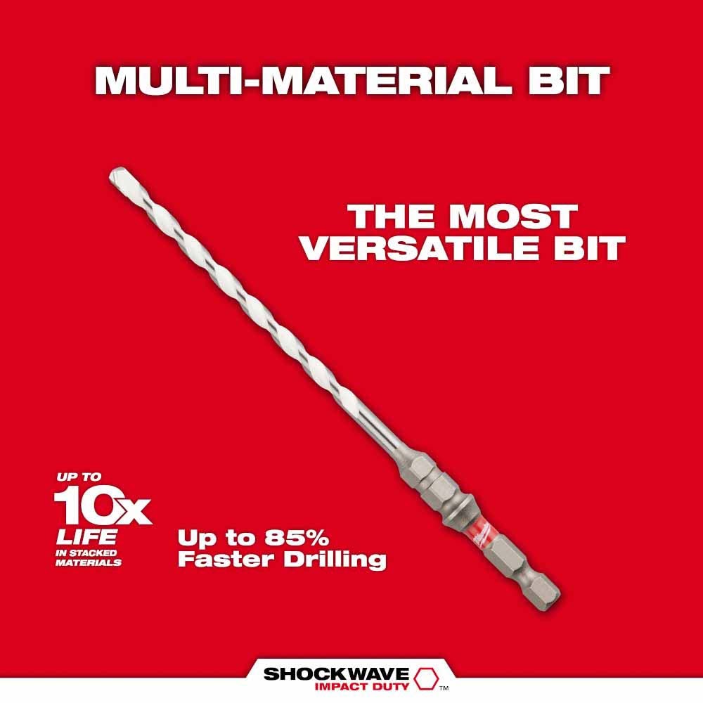 Milwaukee 48-20-8876 3/16" x 4" x 6" SHOCKWAVE Impact Duty Carbide Multi-Material Drill Bit