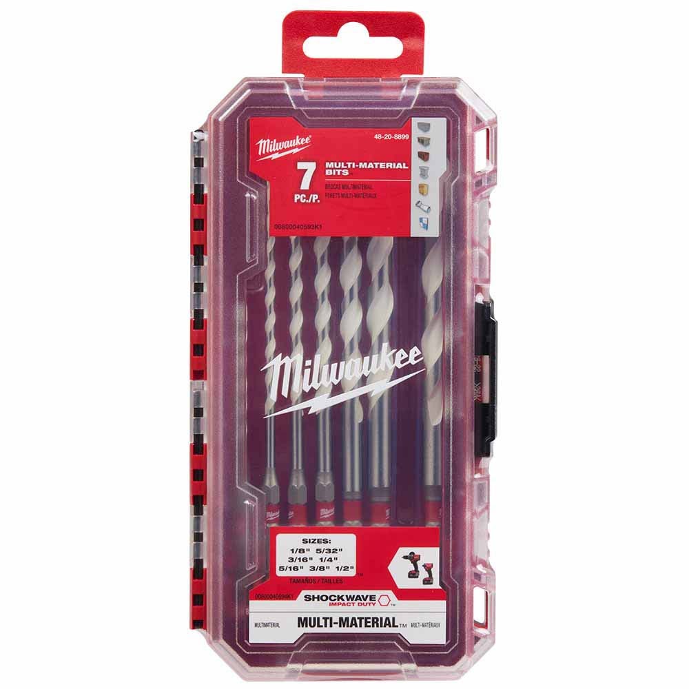 Milwaukee 48-20-8899 SHOCKWAVE Impact Duty Carbide Multi-Material Drill Bit Set - 7PC
