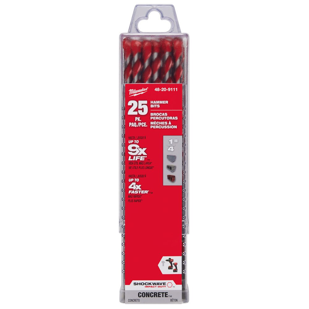 Milwaukee 48-20-9111 1/4" x 4" x 6" SHOCKWAVE™ Carbide Hammer Drill Bit Bulk 25PK