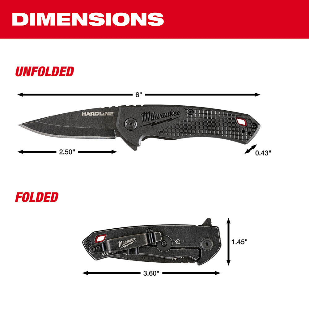 Milwaukee 48-22-1997 2.5" HARDLINE Smooth Blade Pocket Knife